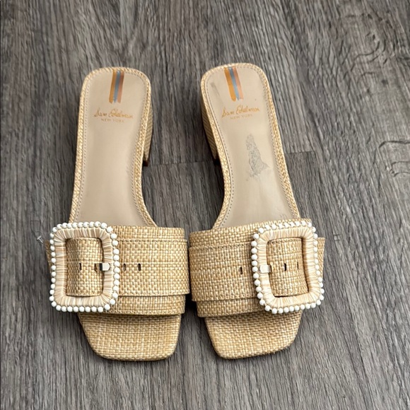 Sam Edelman Shoes - Sam Edelman Tan Slide Sandals with Woven Strap